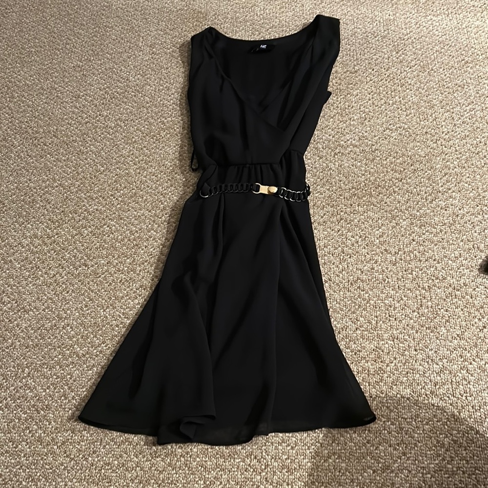 Black dress with belt